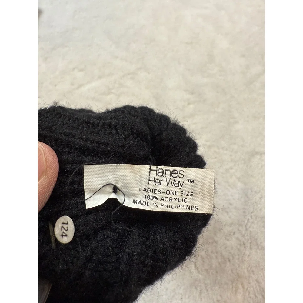 Hanes Her Way Womens Black Knit Gloves One Size Venture‎ Collection